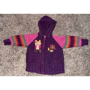 Vintage Kiks Owl Sweater Kids Purple Rainbow Colorful Size 18 Months